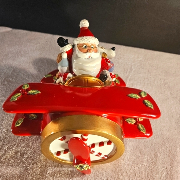 Fitz and Floyd Christmas Santa In Plane Figurine Music Box Holiday Musicals - Picture 4 of 16